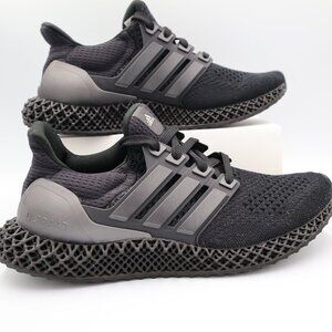 Adidas Ultra 4D Men's 7 Core Black Carbon‎ Shoes Triple Black Knit Athletic Run
